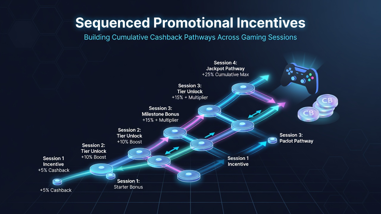 Illustration der technischen Integration von Cashback-Pfaden und sequenzierten Anreizen in Gaming-Software