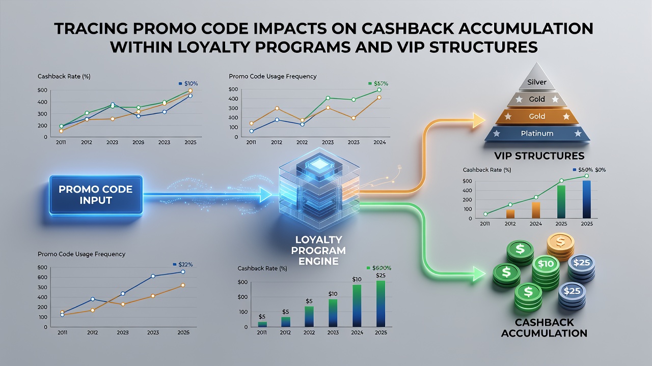 Darstellung von Cashback-Pfaden in VIP-Programmen und Promo-Code-Sequenzen